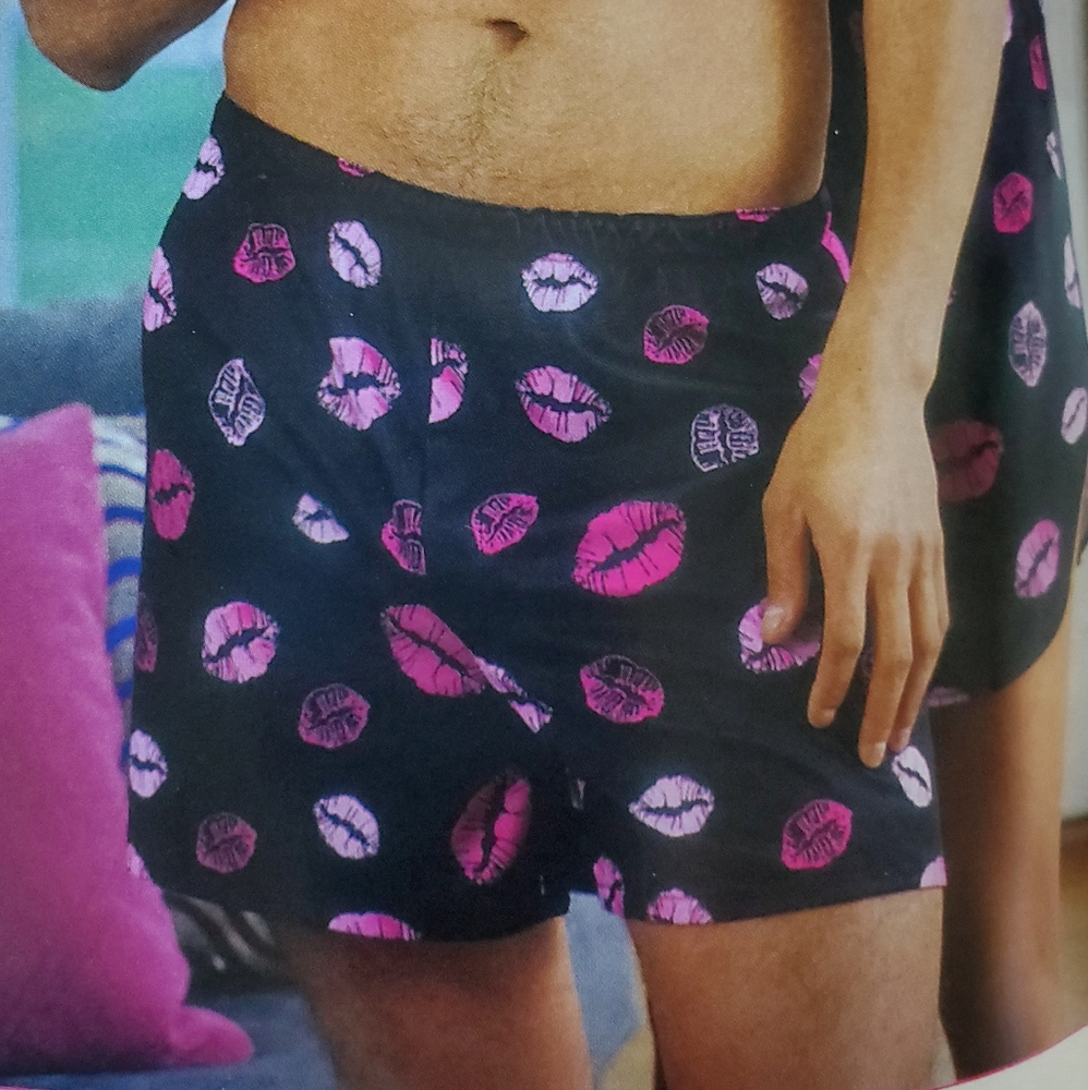 Men's boxers with pair of lips (Kisses) all over, size Med or Large left